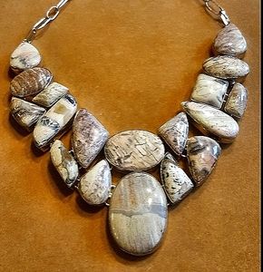 Jasper & Feldspar Natural Stone Statement Necklace